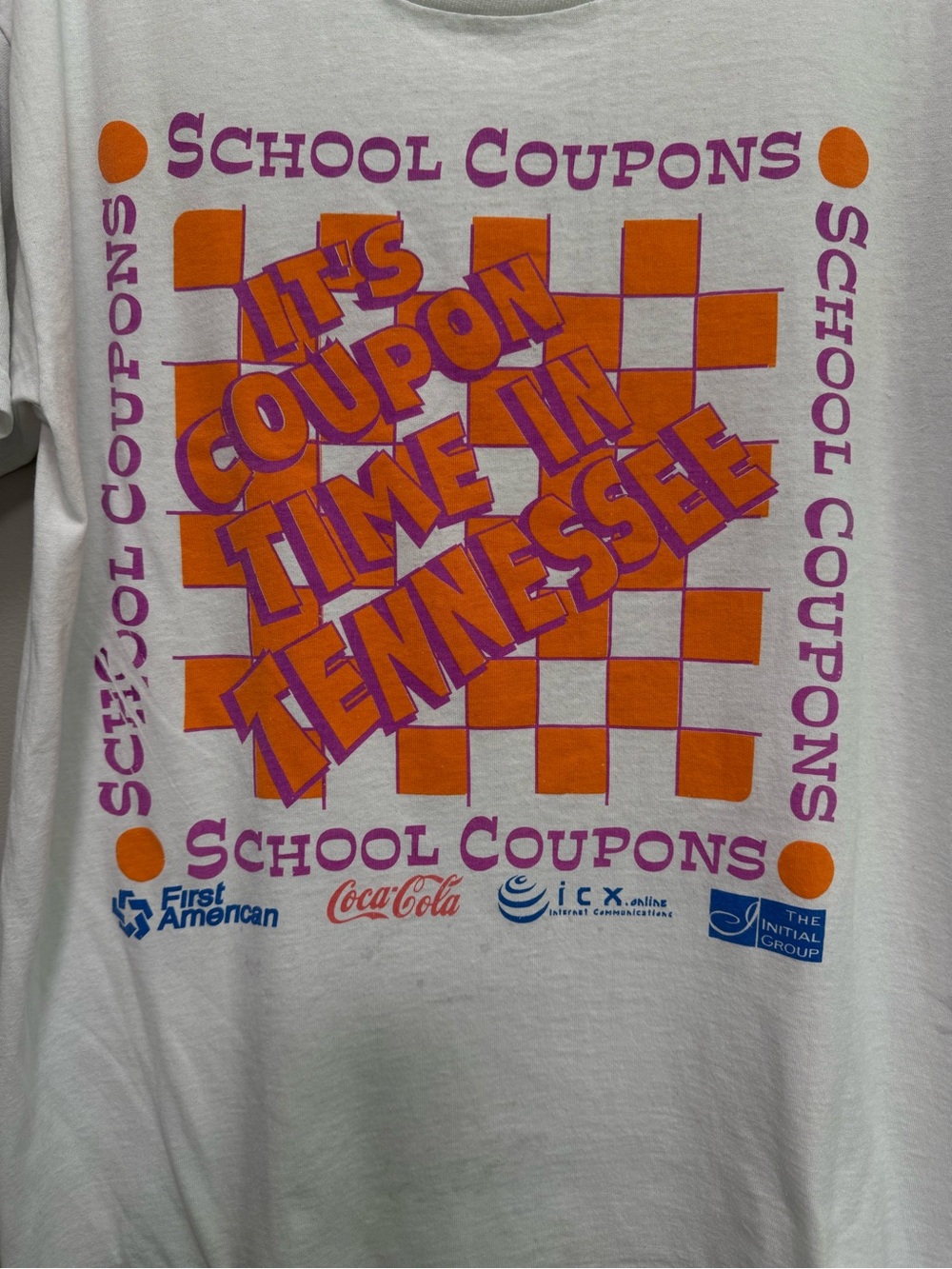 School Coupons "It's Coupon Time in Tennessee" Graphic Tee - White/Orange/Purple